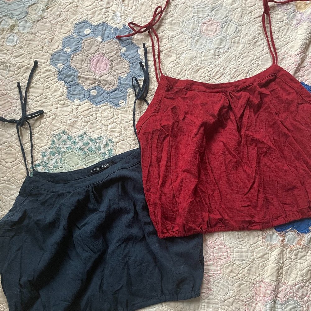 Curator SF Tie Strap Tank Blouses